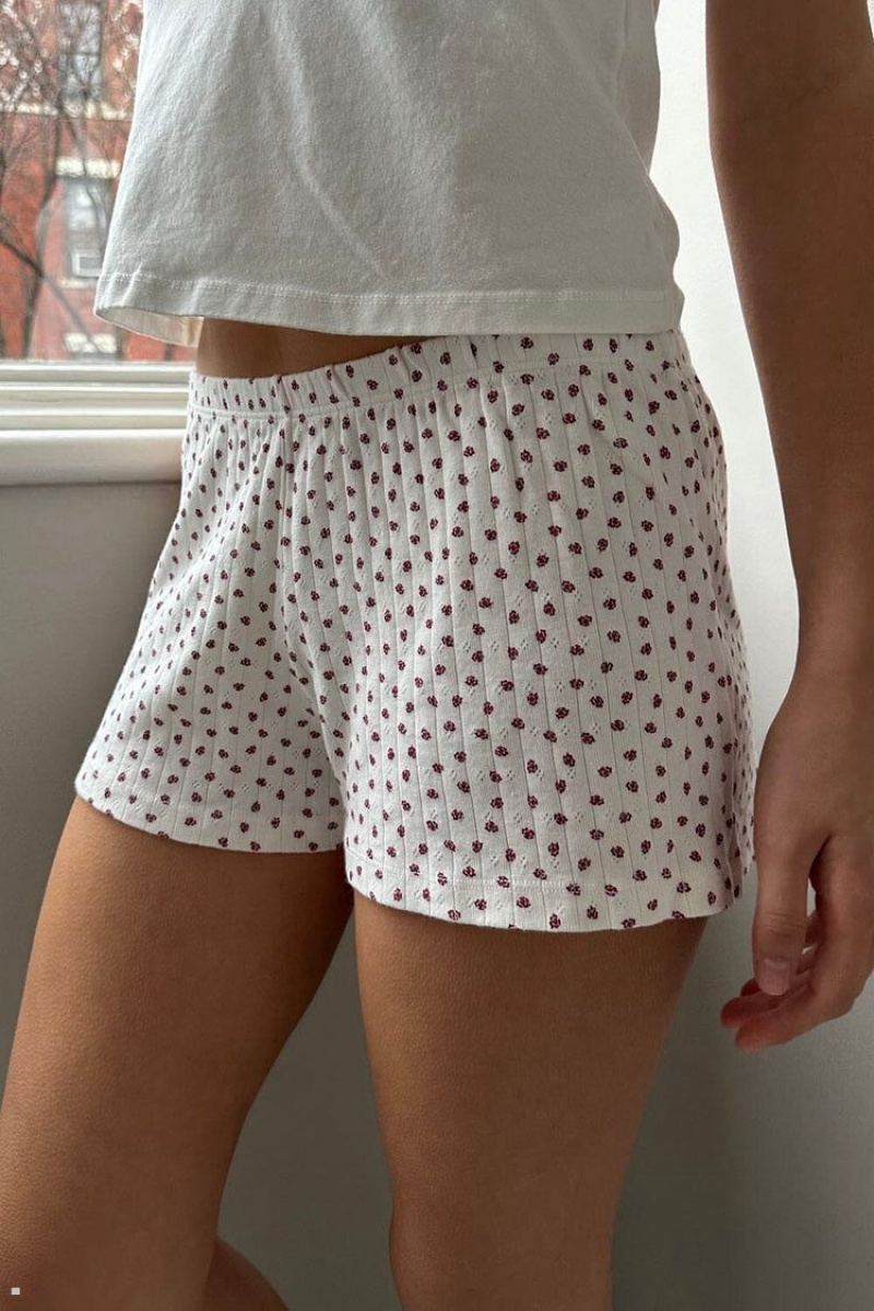 Short Jogging Brandy Melville Emory Floral Blanche | TOI-94345469